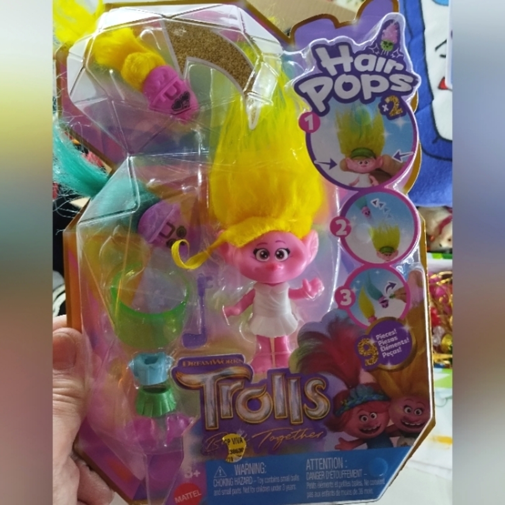 Trolls Band Together Hair Pops 3 Dolls Figurines NEW  Dreamworks